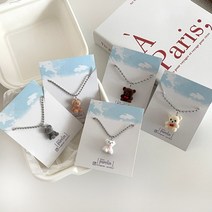 [5type/자체제작]양모펠트 겨울 벨벳 촉감 곰돌이 테디베어 써지컬 목걸이