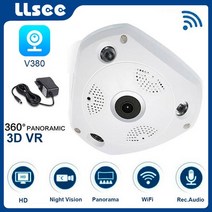 360도 홈캠 cctv LLSEE-풀 HD 1080P 360 도 VR 파노라마 와이파이 IP 카메라 홈 보안 비디오 감시 CCTV, 04 camera 128GB_01 EU 플러그