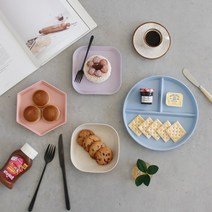 체리하우스 에타홈 체리하우스 바이오 PP 컬러 접시 4type 4color, 정사각(블루), 단일옵션