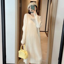 HXT 겨울 후드 롱 니트원피스 골지 세상편한 오버핏 무지 빅사이즈여성의류 M~7XL