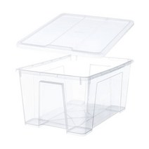 [이케아] SAMLA 삼라 수납함+뚜껑 투명 56x39x28cm/45L/수납함/정리함, 색상:투명_701.809.41_SET