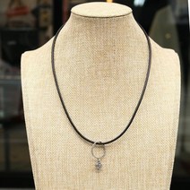 노이드비 남녀공용 써지컬스틸 천연가죽끈 목걸이줄 3mm