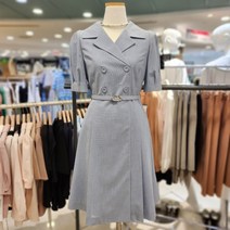 케네스레이디 멜란지 더블버튼 퍼프 원피스