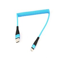 USB-C C 케이블 뻗어 코일 스프링 나선형 -C 남성 연장 코드 데이터 동기화 충전기 와이어 충전 삼성 호환 전자, [02] blue