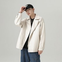 남성 라이더자켓 사선지퍼 인조가죽 아우터