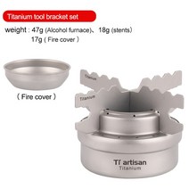 Tiartisan 알코올 버너 스토브 휴대용 캠핑 백패킹 낚시 초경량 티타늄, SET3 with cover