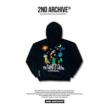 2ND ARCHIVE - 커플 패션 가을겨울 남녀공용 쇼핑몰 로켓 공룡 크레파스 기모 후드티