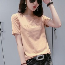 자수반팔티셔츠 순 면반팔티셔츠 여성 여름옷 가시 수나비 와이드 루즈핏 슬림핏 상의 657950806