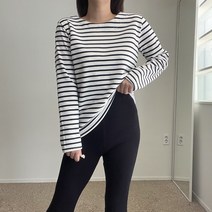 에이치스 넥라인예쁜 심플 보트넥 스트라이프 단가라 티셔츠