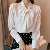NEW 봄가을 여성 리본블라우스 소프트 슬림 패션 링클프리 남방