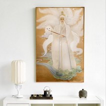 천년 구미호 보살 보석십자수 종교 탱화 큐빅 그림 만들기 도구 세트 다이아몬드 페인팅, 60x95cm
