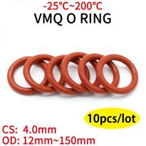 오링 빨간색 실리콘 링 개스킷 CS 4mm OD 15 ~ 80mm 실리콘 O 링 개스킷 식품 등급 고무 o-링 vmq 구색 hvac 도구 10 개, OD 80mm CS 4mm