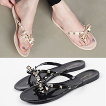 런슈즈 락스터드 리본 쪼리 슬리퍼 썸머 비치