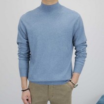 이너프데이 보들보들 캐시미어 반폴라 니트 남자 오버핏 반목 목폴라