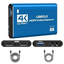 닌텐도스위치녹화기 4k 비디오 캡처 카드 1080p 60fps hd 카메라 녹음 상자 hdmi 호환 USB 3.0 pc 라이브 스트리밍 그래버 레코더, 푸른