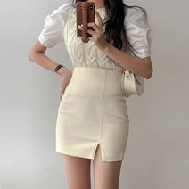 우아한 슬림 프론트 슬릿 미니 블랙 펜슬 스커트 여성용 오피스 포멀 봄 여름 2023 신제품
