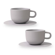 보울보울 볼볼 홈파티 커피잔 350ml + 소서 세트, 애쉬그레이, 2개