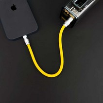 Apple 휴대폰 및 Android에 적합한 보조베터리 15cm 단기 맞춤형 슈퍼 소프트 실리콘 더블 Typec 데이터 케이블, 반 고흐 옐로우 0.5m