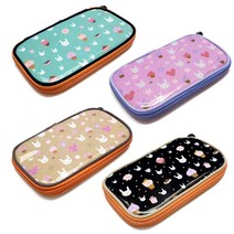 제이트리오키도키 이스타패턴 납작필통 펜슬파우치 케이스 연필주머니 연필치 팬시류 예쁜 디자인 펜슬지갑 연필 가죽 문구류치+jaytreㄷ, 선택_블랙