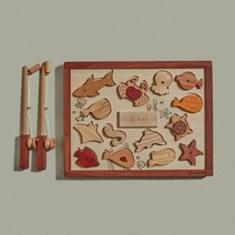 [숲소리] 낚시놀이 퍼즐액자세트 원목 장난감 아기 교구 선물 36개월이상, 2) 단품+각인메시지 (배송메시지에 입력)