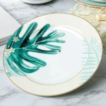 YeFine도자기 식기 플래터 스테이크 과일 디너 플레이트 플랫 접시 식기 세트, 8 inch B 2