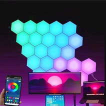 아크릴무드등 터치 센서 LED 야간 조명 민감한 육각형 양자 램프 모듈식 육각형 창의적인 장식 벽 1-24 PCs, 24.Touch RGB - 24 PCS Full Set