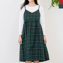 여자 가을패션 A라인 매력적인 체크 어깨끈 원피스 _ 58825EA