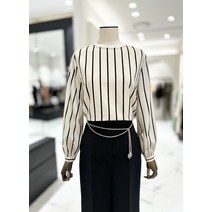 모조에스핀 스트라이프 크롭 블라우스 J223MSC008