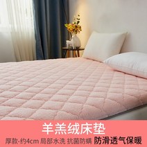 자가 발열 토퍼 매트 양털 이불 돌침대용 돌침대 흙 침대 위 양면 극세사 바닥 양모 97, 핑크 4cm 두께, 180x200cm 양털 따뜻하고 통기성 무너지지
