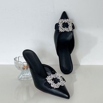 데일리 립온 블로퍼힐 여성 뮬슬 큐빅장식 여름 슬리퍼구두 신발 미들굽 뮬 블러퍼