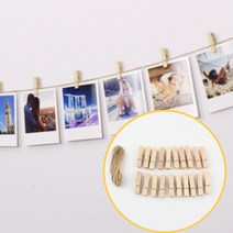 벽 노끈 사진걸이 꾸미기 줄 집게 세트 폴라로이드 벽사진 사진걸이줄 인테리어, 노끈사진집게(브라운)