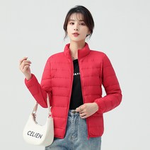 패딩여겨울경박숏화이트오리털여성하이넥순색기모90다운상의코트