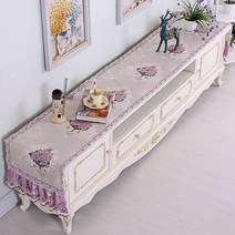 SKANDSALO 식탁보 레이스 패브릭아트 직사각형 거실 화장대 신발장 긴테이블 커버먼지방지 덮개천, T01-행복나무 보라 1, C02-40*210CM(적합 장롱 145-170CM)