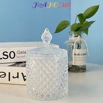 라라리엘 크리스탈 글라스 면봉 케이스 보관함 화장솜보관, 1개+1개