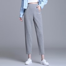 트레이닝 바지 여 춘추 와이드 배기 팬츠 그레이 벌룬 팬츠 슬림핏 니트 가디건