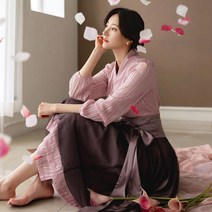 시크라인 스트라이프 실크 실버 펄 철릭 원피스