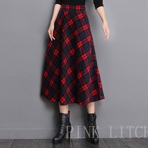 [PINK LITCHI]어라운드 타탄 체크 롱스커트 스커트