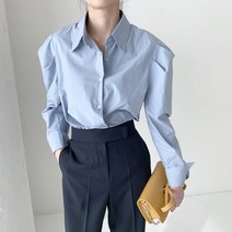 [레티고] 퍼프 소매 긴팔 루즈 카라 블라우스 셔츠