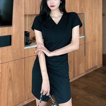 우아한 하객 원피스 오피스룩 블랙 여름 격식 코디 검정 원피스. 출근룩 며느리룩 청담동룩