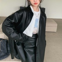 오버핏 카라 캐주얼 레더 자켓 AG115120J