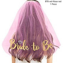발렌타인데이 짧은 신부 웨딩 베일 새시 머리띠 파티 선물 장식 헤어, BTB veil-Rose red