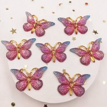 단추 스냅 똑딱이 블라우스 가방 펜치 신제품 수지 25x38mm 블링 컬러풀 나비 플랫백 라인석 1 홀 장 DIY 웨딩 아플리케 공예 W75 10 개, [16] 1