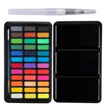 고체물감 수채화 인터넷화방 12182436 색상 솔리드 페인트 금속 상자 학교 드로잉 아이 물 색 브러쉬 전문 미술 용품 세트, 36 colour