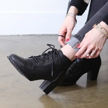 벨루치슈즈 여성 수제화 심플 베이직 레이스업 통굽 워커힐 6.5cm 국내제작