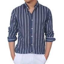 라스토케 남자 긴팔 셔츠 린넨 고급 스트라이프 긴팔셔츠