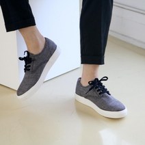 옷자락 [옷자락] 남자 체크스니커즈 둥근코 귀여운 통굽 캔버스 운동화