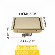 100mm x 바닥 배수구 타일 보이지 않는 삽입 사각형 폐기물 격자 욕실 샤워 큰 흐름 그리드 포함, 150mm, Brushed Gold 01