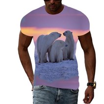 남성 반팔 티셔츠 여름 패션 상의 그림 프린트 힙합 용 사자 캐주얼 3D 넥 라운드