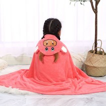키즈 베이비 속건 목욕타월 후드가운 비치타월 샤워타월 유 물놀이 비치가운 후드타월, 70*140cm (서홍색)