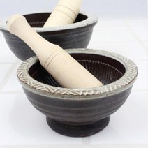 돌절구 도자기 미니 깨갈이 돌 절구 방망이 공이 세트